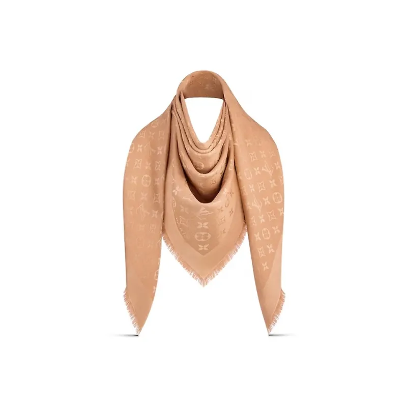 LOUIS VUITTON Monogram Classic Knit Scarves Unisex Coffee-1