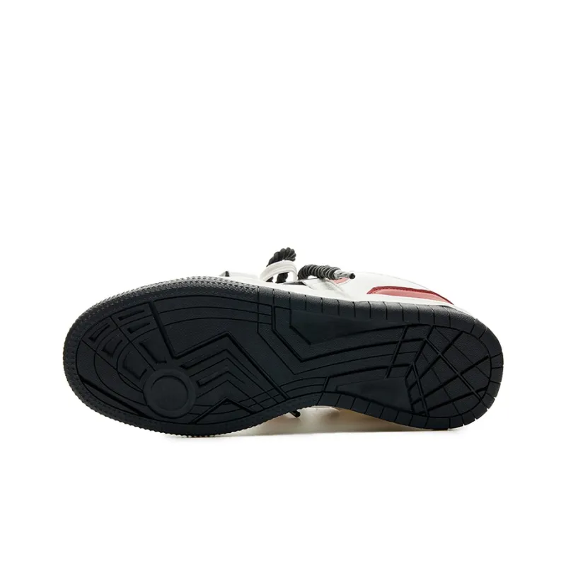 LAZY BONS x AiJP Abrasion Resistant Slip Resistant Low Top Skateboard Shoes Unisex White Black-17