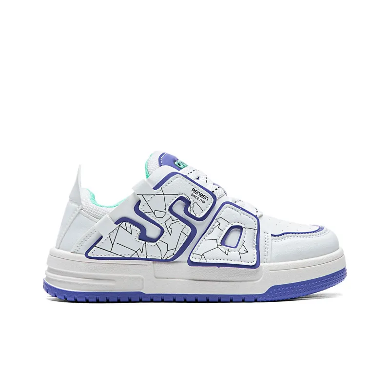RENBEN Cushioning Wear Resistant Low Top Skateboard Shoes Women's White Purple-1