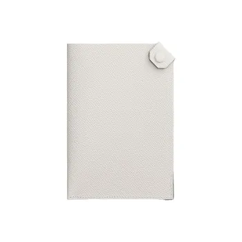 HERMES Tarmac Epsom Leather Passport Holder Women's Light Gray