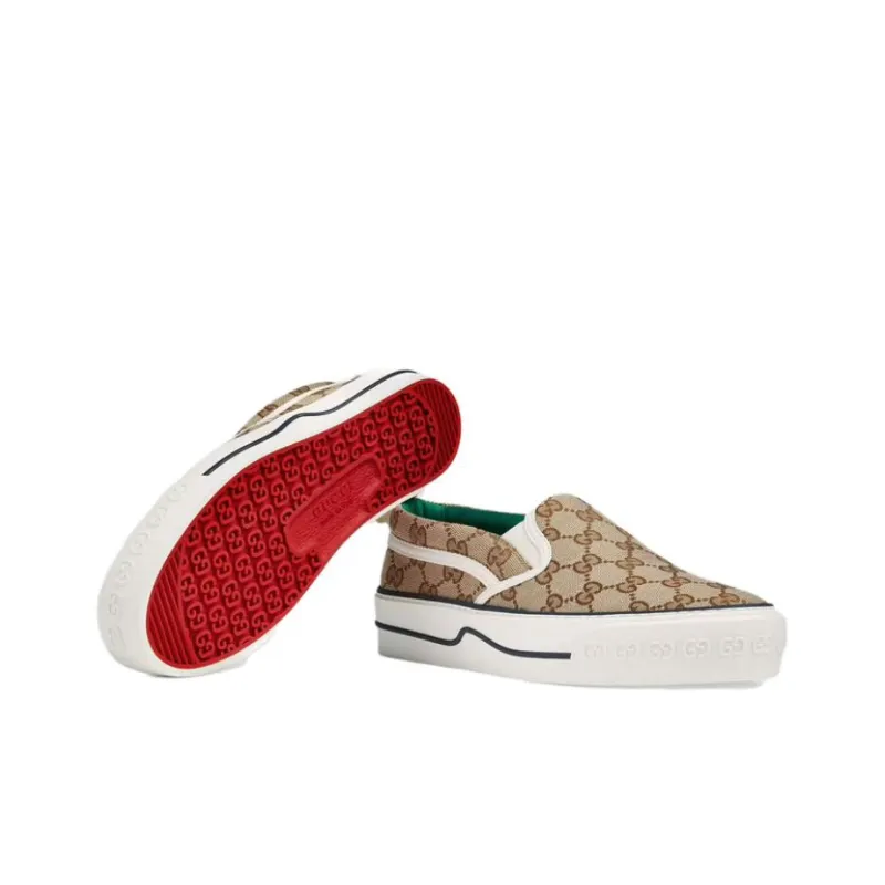 GUCCI Women's Tennis 1977 Slip On 'Beige Ebony' Women's-2