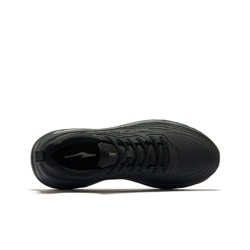 Erke Pursuing Clouds Wear Resistant Slip Resistant Low Top Running Shoes Men's Jet Black-2