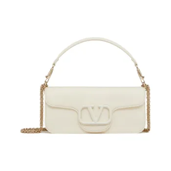 Valentino Locò Calfskin Baguette Bag, Crossbody Handbag, Shoulder Bag Regular Women's Ivory White