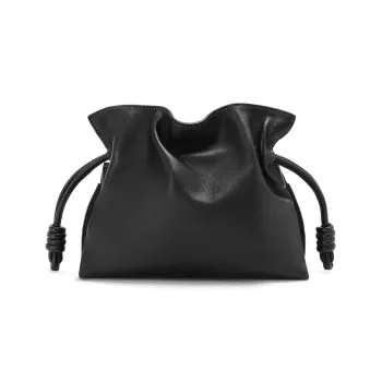 LOEWE Flamenco Cow Leather One Shoulder Crossbody Clutches Mini Women's Black