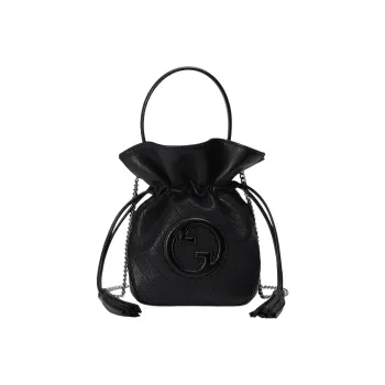 GUCCI Blondie Leather Bucket Bags Shoulder Bag Crossbody Bag Handbag Mini Women's Black