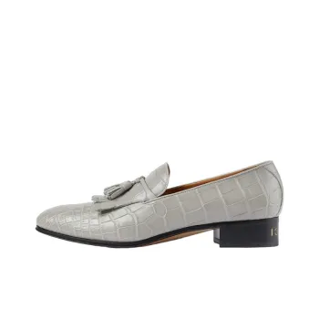 GUCCI Crocodile Loafers Men's Gray