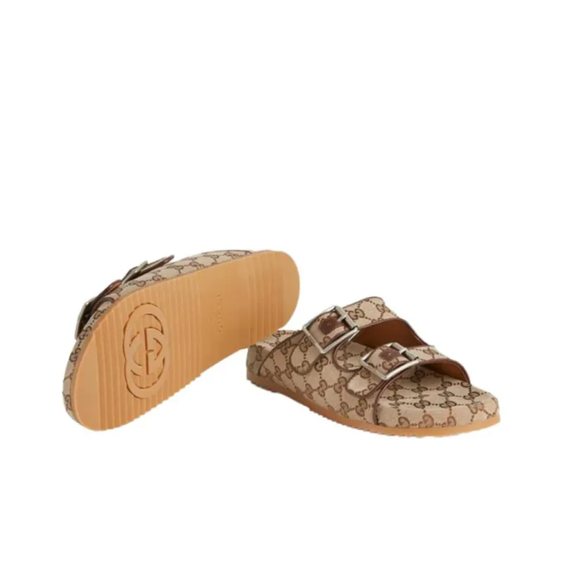 GUCCI Slide Sandal Strap 'Beige Monogram'-4