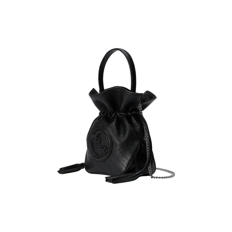 GUCCI Blondie Leather Bucket Bags Shoulder Bag Crossbody Bag Handbag Mini Women's Black-1