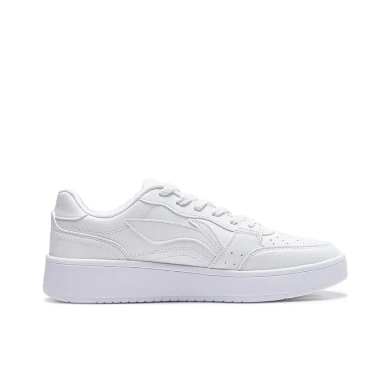 LiNing Acer Truncatum Slip Resistant Cushioning Wear Resistant Height Increasing Low Top Skateboard Shoes Men's White-1