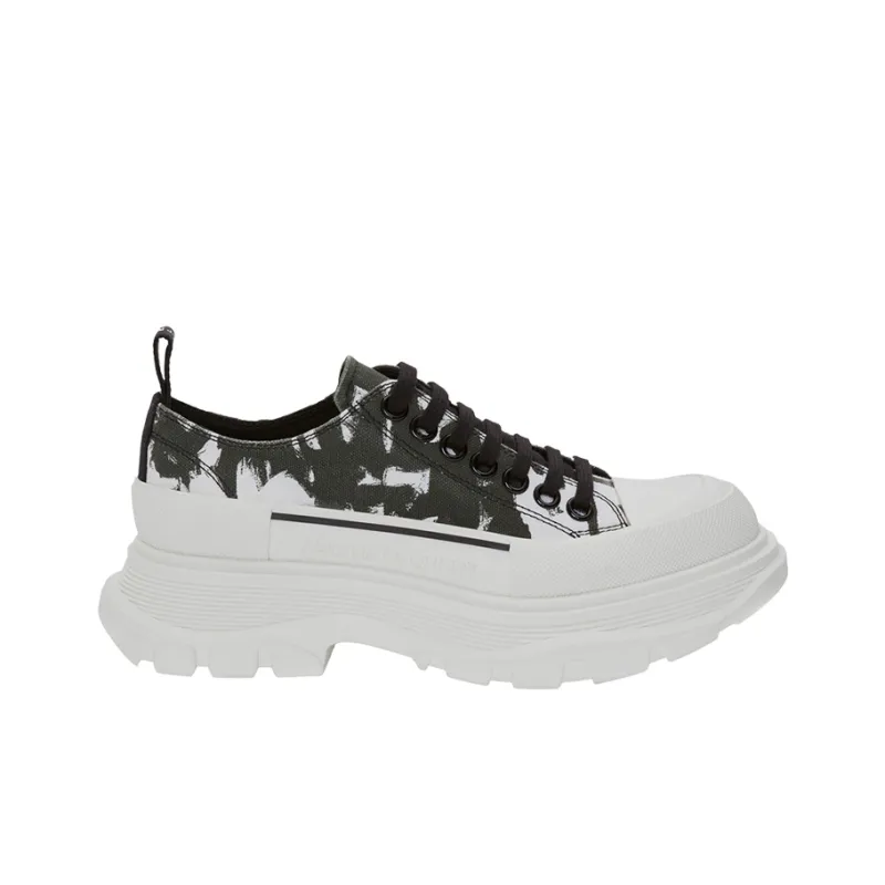 Alexander McQueen Tread Slick Low Lace Up White Black Women's-1