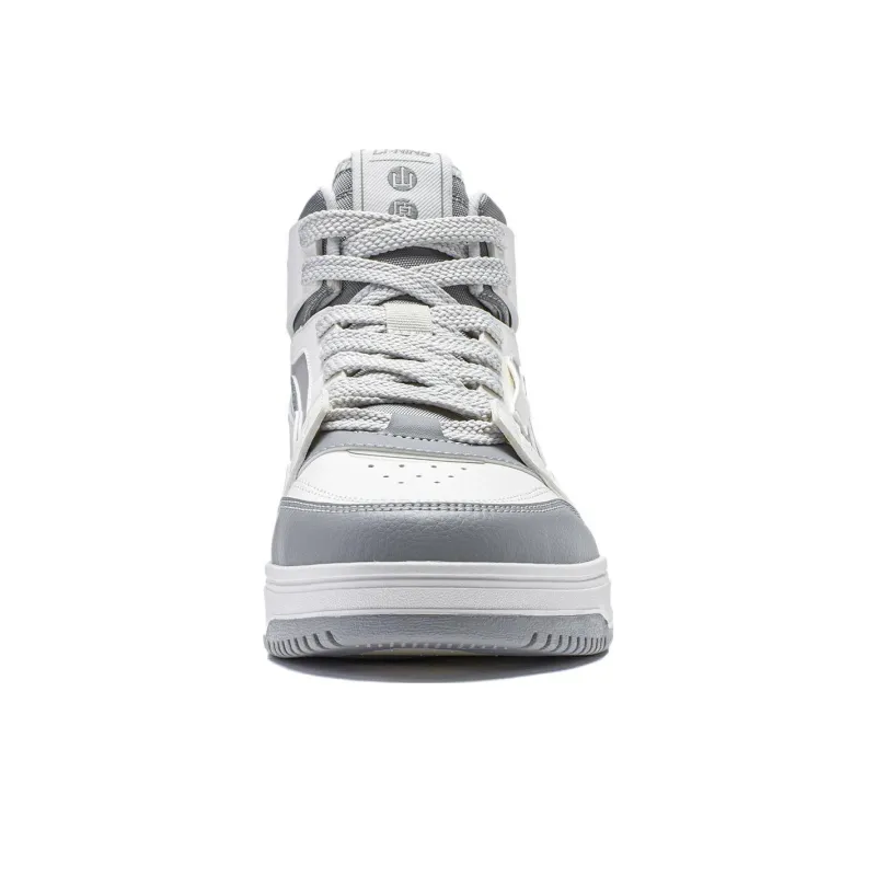 LiNing Yamahara 2.0 Anti Slip Wear Resistant High Top Skateboard Shoes Men's Gray White-4
