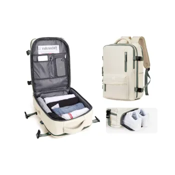 QING QI ZHE Fabric Travel Bag Backpack Regular Unisex Beige White Green/Beige White Brown