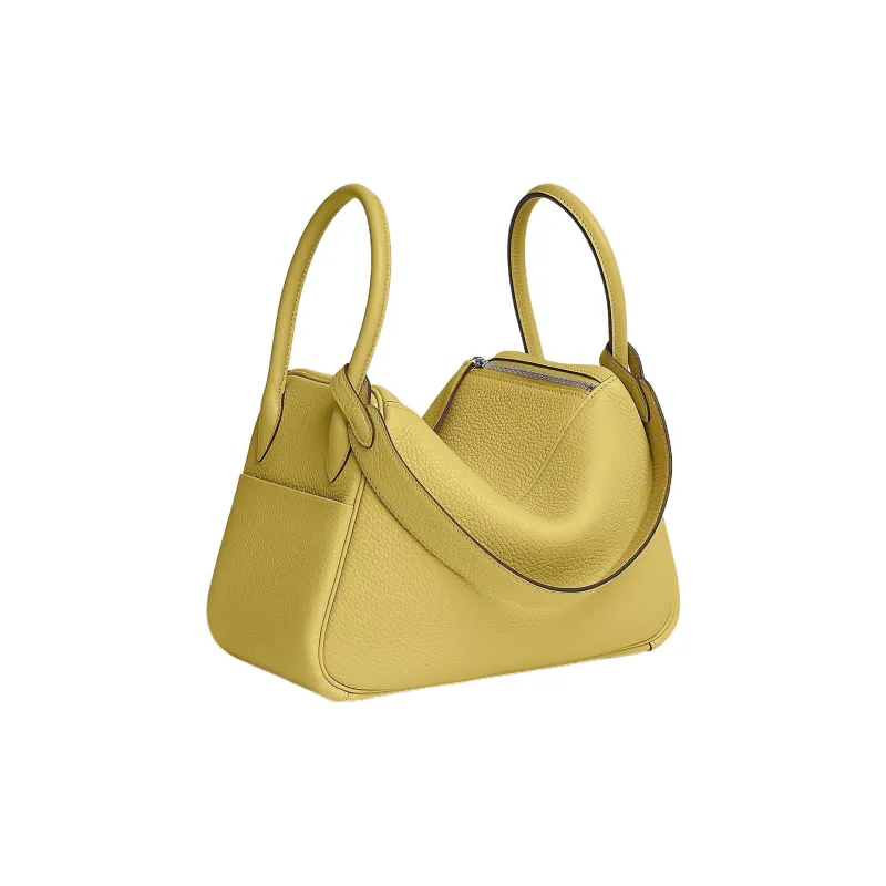 HERMES Lindy Taurillon Clemence Leather Handbag Shoulder Bag Crossbody Bag Regular Women's 0Y Limoncello Lemon Yellow-2