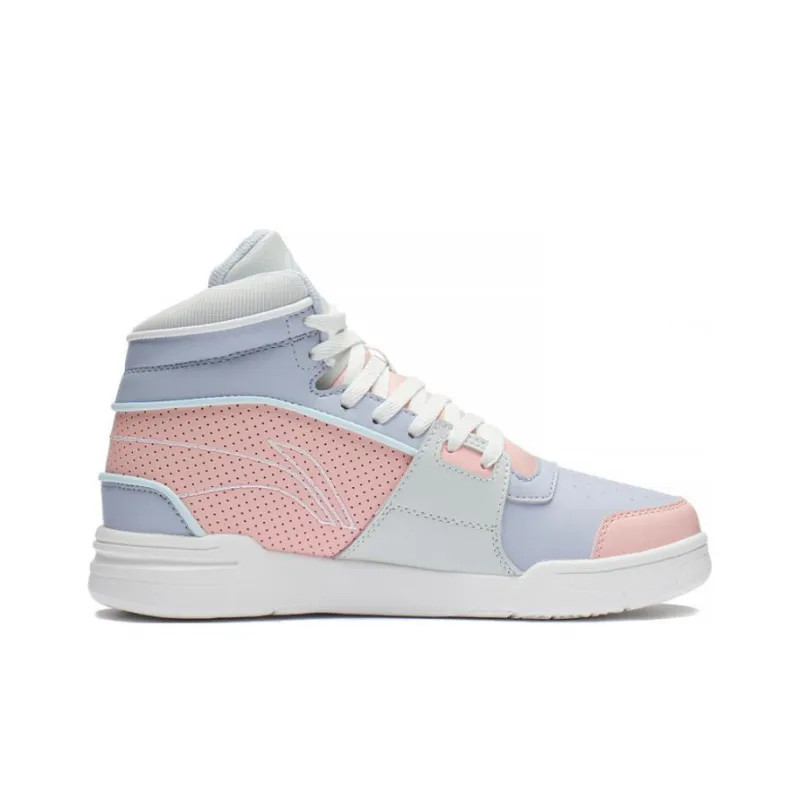 LiNing Retro 90 Cushioned Slip Resistant High Top Casual Shoes Women's Blue Pink-1