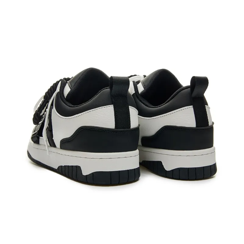 LAZY BONS x AiJP Abrasion Resistant Slip Resistant Low Top Skateboard Shoes Unisex White Black-4