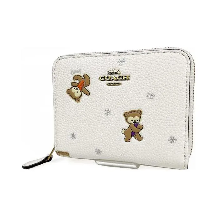COACH Zip Around Pebbled Leather Card Holder Wallet Regular Women's Elephant Gray-2