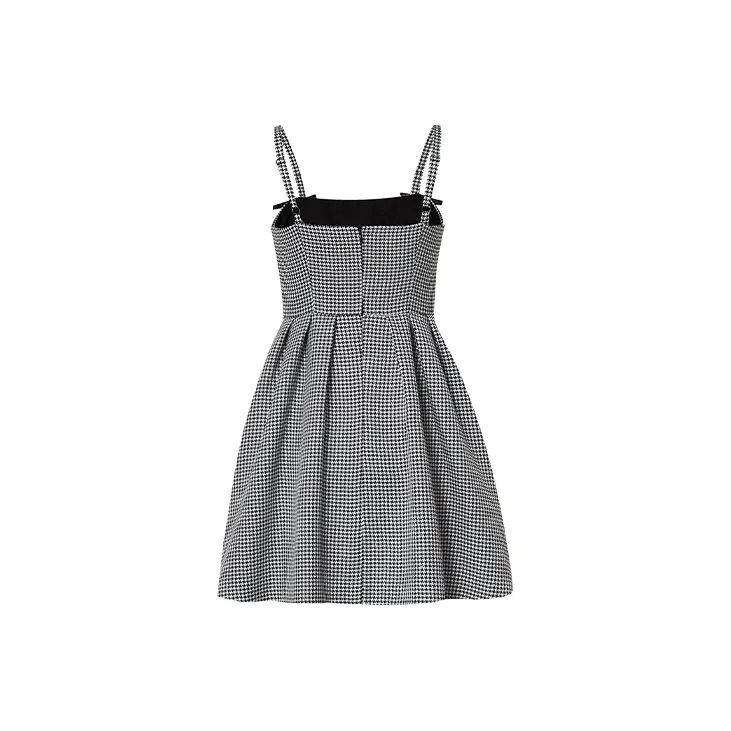 TAMMY TANGS Slip Dress Women's Black White Plaid-1