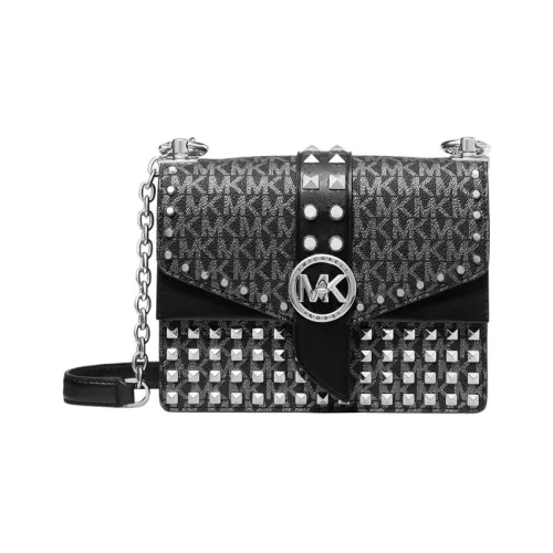 MICHAEL KORS Greenwich Coated Canvas Messenger Bag Shoulder Bag Crossbody Bag Small Size Women's Black