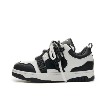LAZY BONS x AiJP Abrasion-Resistant Slip-Resistant Low-Top Skateboard Shoes Unisex White Black