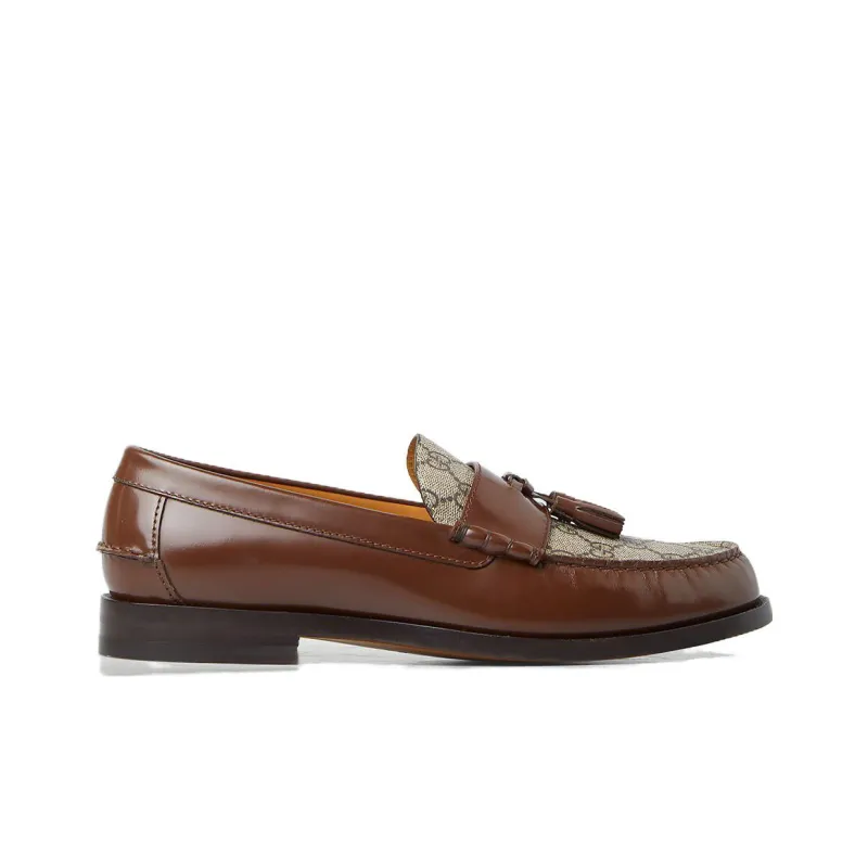 GUCCI Tassel-detail GG Canvas Loafers-1