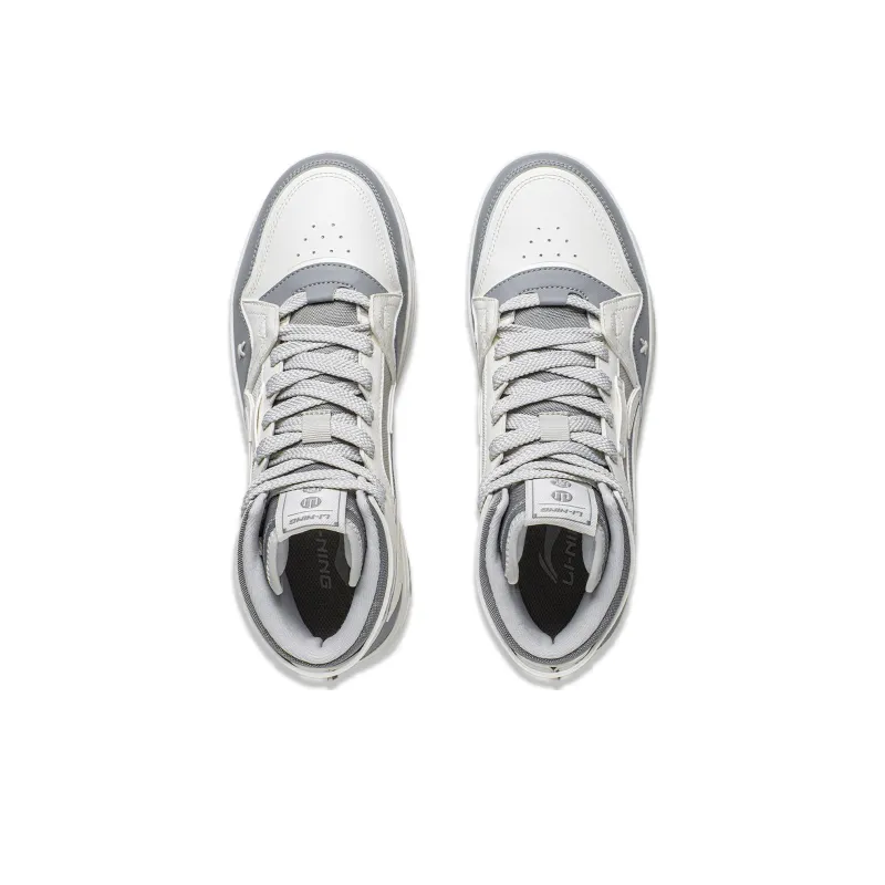 LiNing Yamahara 2.0 Anti Slip Wear Resistant High Top Skateboard Shoes Men's Gray White-3