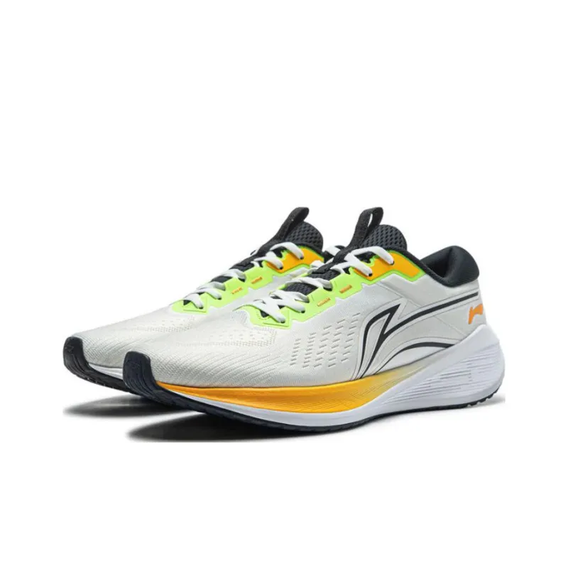 LiNing Wave V2 Cushioning, Slip Resistant, And Abrasion Resistant Low Top Casual Running Shoes Men's White Yellow-2