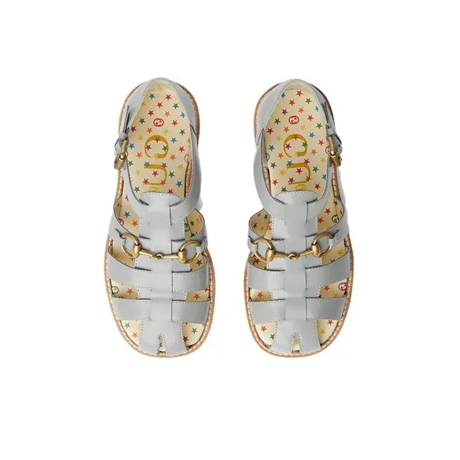 GUCCI Horsebit Children's Sandals Gray Kids'-3