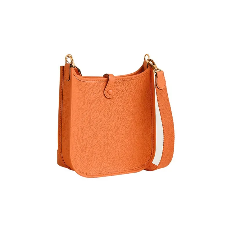 HERMES Evelyne Clemence Leather Ivorie Shoulder Bag Crossbody Bag Mini Women's Orange-2