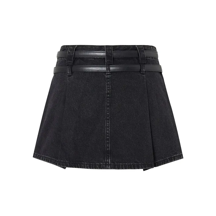 MO&CO Denim Short Skirts Women's Denim Black-1