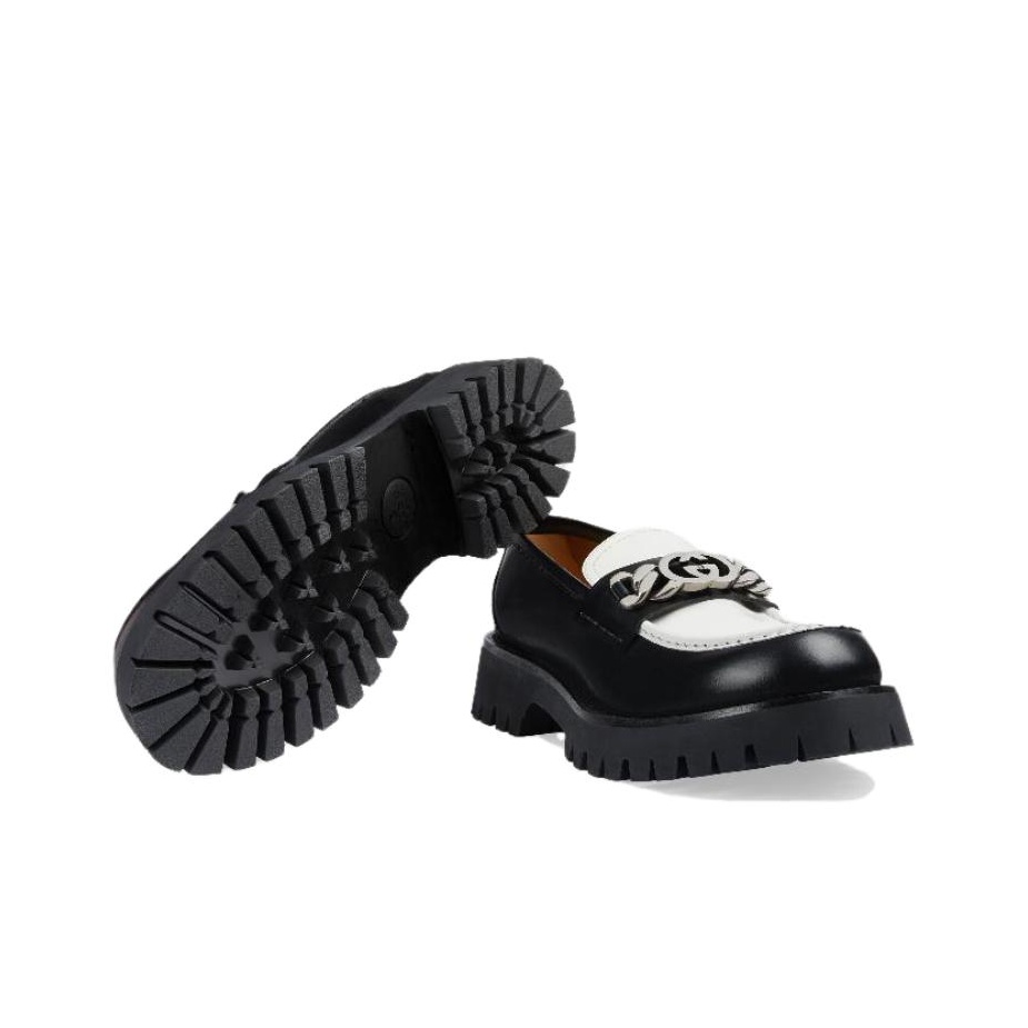 GUCCI Loafer 'Interlocking G - Black Off White' - POIZON