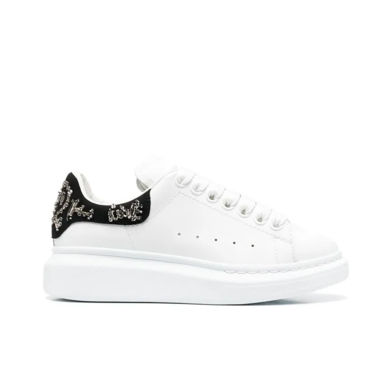 Alexander McQueen Oversized Sneaker Low Top Stylish Skateboarding Shoes Women's White Black-1