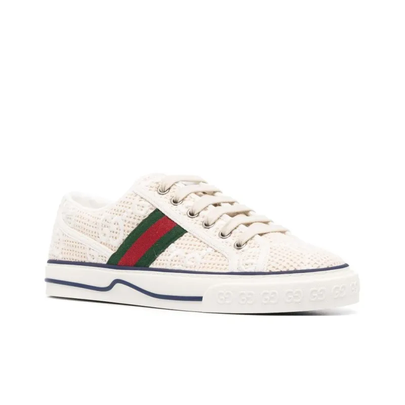 GUCCI Tennis 1977 Stylish Skateboarding Shoes Women's Ecru-2