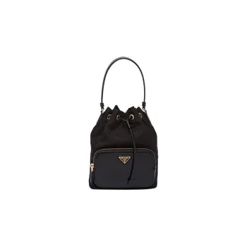 PRADA Recycled Nylon With Patchwork Leather Bucket Bags Shoulder Bag Crossbody Bag Handbag Regular Women's Red