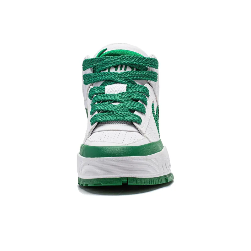 LiNing Mileage Anti Slip Wear Resistant Mid Top Skateboard Shoes Men's White Green-4