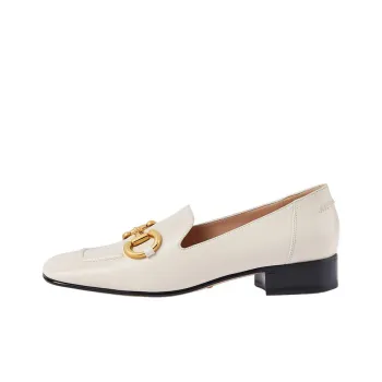 GUCCI Chunky Heel Loafers Women's White