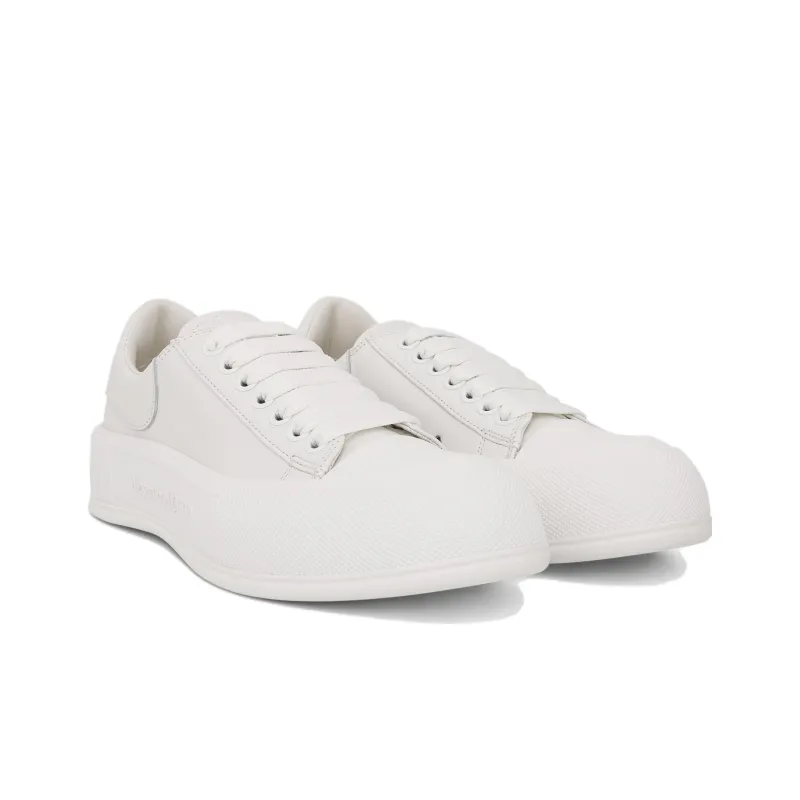 Alexander McQueen Deck Lace Up Plimsoll Sneakers 'Cream White'-2