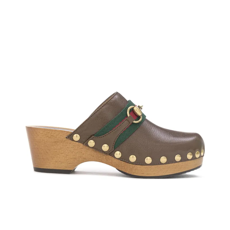 GUCCI Horsebit-detail Wooden-sole Clogs-1