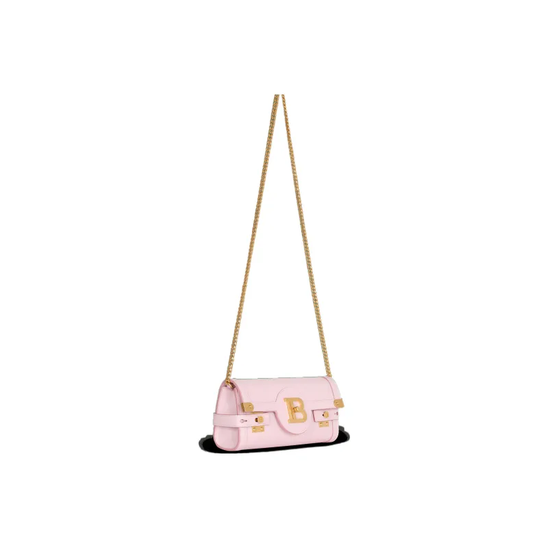 BALMAIN Cow Leather One Shoulder Crossbody Clutches Women's Pink-2