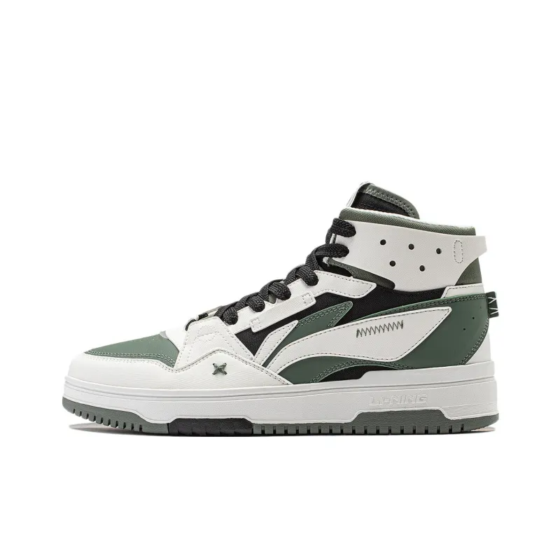 LiNing Yamahara 2.0 Anti Slip Wear Resistant High Top Skateboard Shoes Men's White Green-0