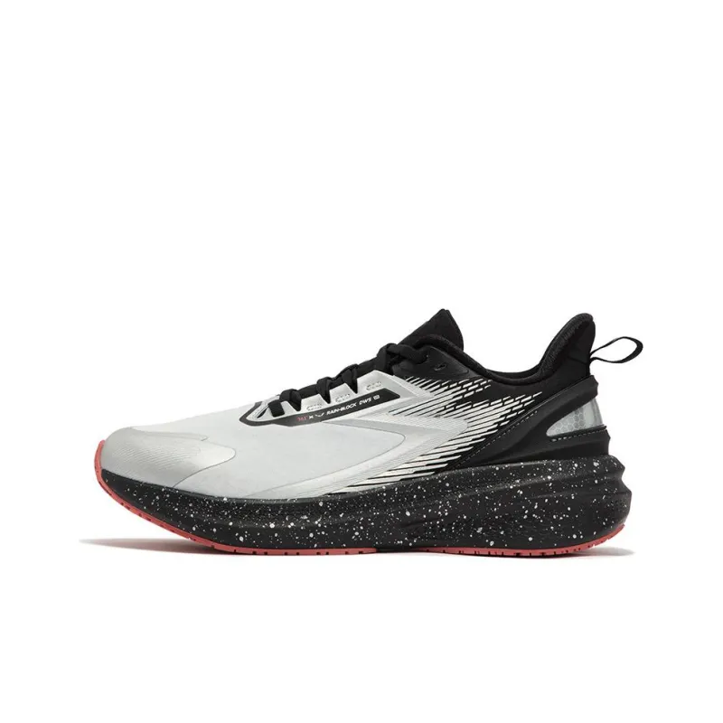 361° Rain Screen Cushioning Lightweight Low Top Training Sprint Long Distance Running Shoes Men's White Black-0