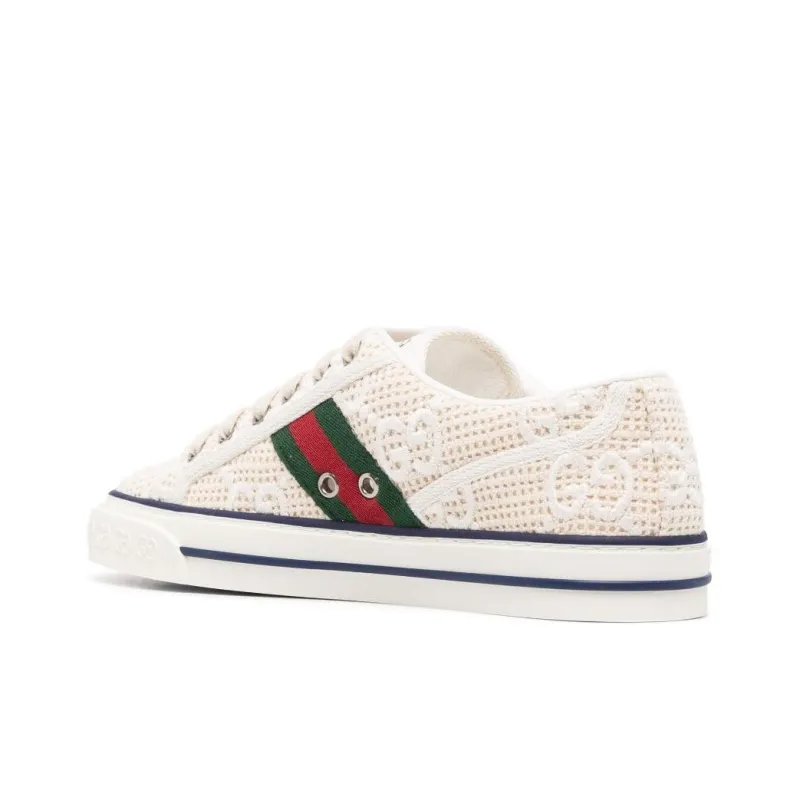 GUCCI Tennis 1977 Stylish Skateboarding Shoes Women's Ecru-3