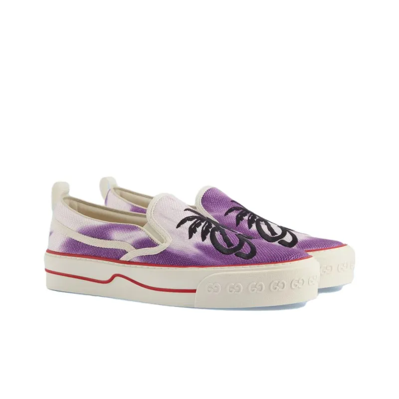 GUCCI Tennis 1977 Stylish Skateboarding Shoes Men's White Purple-2