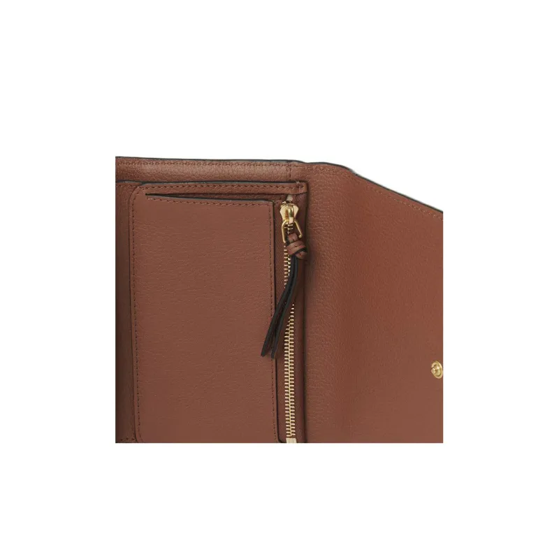 Chloe Marcie Grain Calfskin Wallet Medium Size Women's Tan-4