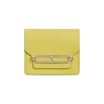 HERMES Roulis Mysore Goat Skin Fanny Pack Coin Purse Wallet Women's 0YLimoncello Lemon Yellow