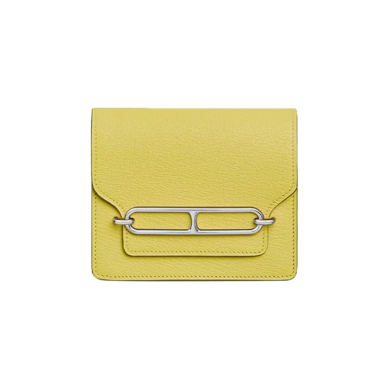HERMES Roulis Mysore Goat Skin Fanny Pack Coin Purse Wallet Women's 0YLimoncello Lemon Yellow-0