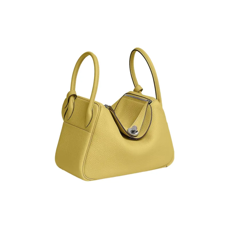 HERMES Lindy Taurillon Clemence Leather Handbag Shoulder Bag Crossbody Bag Regular Women's 0Y Limoncello Lemon Yellow-1