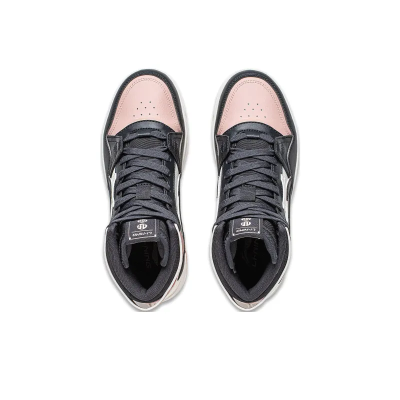 LiNing Yamahara 2.0 Anti Slip Wear Resistant High Top Skateboard Shoes Women's Dark Blue White Pink-3