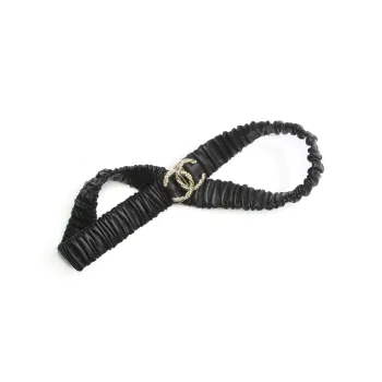 CHANEL Metal Classic Double C Lambskin Leather Belts Women's Black
