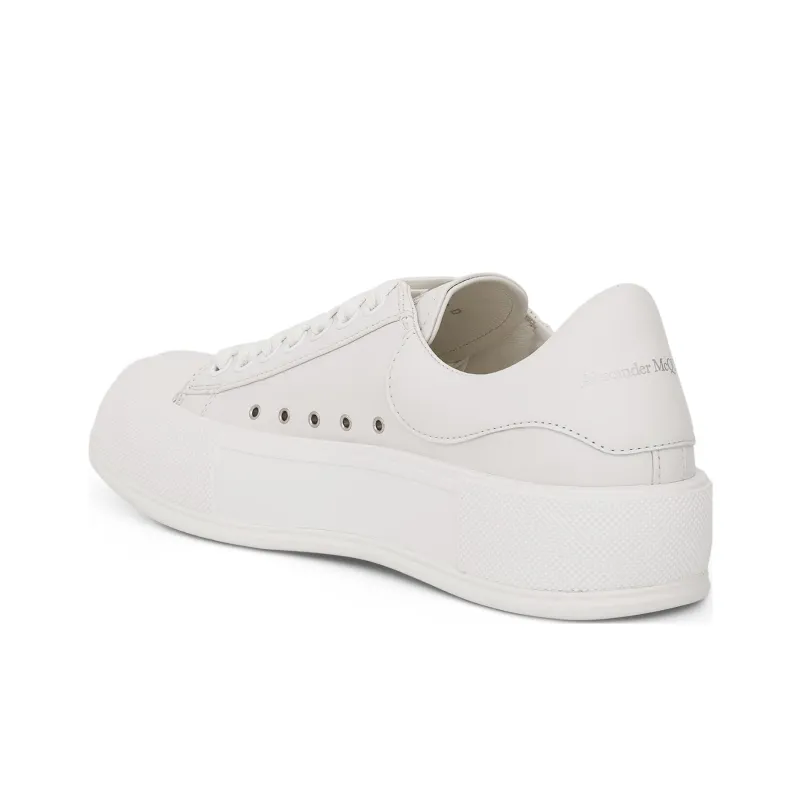 Alexander McQueen Deck Lace Up Plimsoll Sneakers 'Cream White'-3