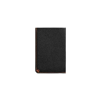 HERMES Mysore Goat Skin Wallets Card Holders Unisex Black/Aluminum Dan Orange